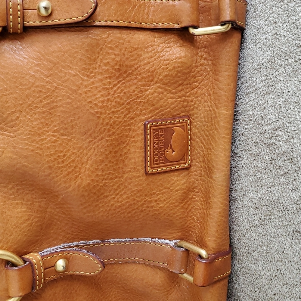 Dooney & Bourke Cognac Leather Satchel with Gold Rings - Picture 2 of 4